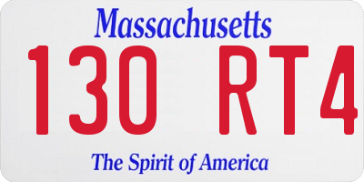 MA license plate 130RT4