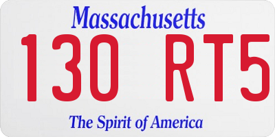 MA license plate 130RT5
