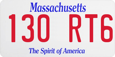 MA license plate 130RT6