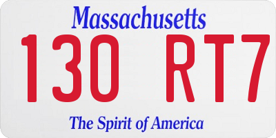 MA license plate 130RT7