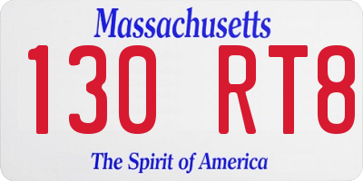 MA license plate 130RT8