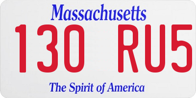 MA license plate 130RU5