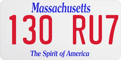 MA license plate 130RU7