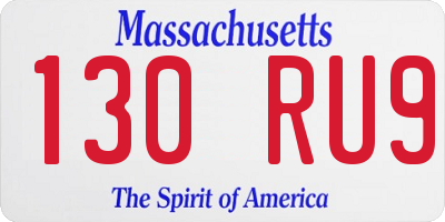 MA license plate 130RU9