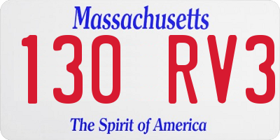 MA license plate 130RV3