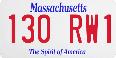 MA license plate 130RW1
