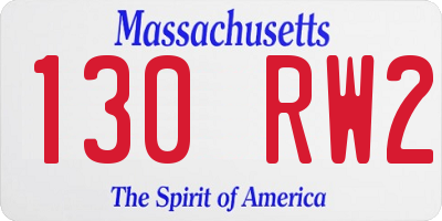 MA license plate 130RW2