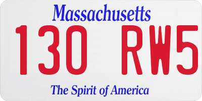 MA license plate 130RW5