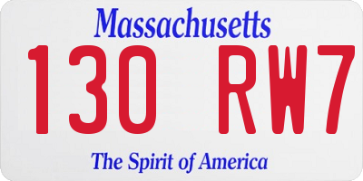 MA license plate 130RW7
