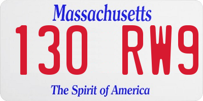 MA license plate 130RW9