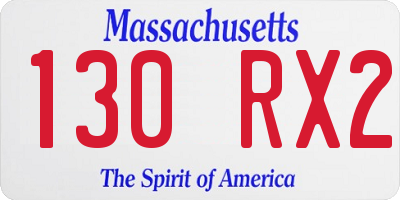 MA license plate 130RX2