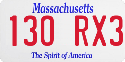 MA license plate 130RX3