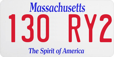 MA license plate 130RY2