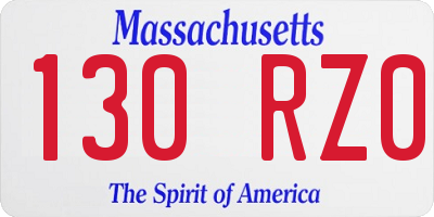 MA license plate 130RZ0