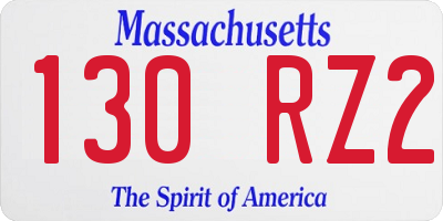 MA license plate 130RZ2