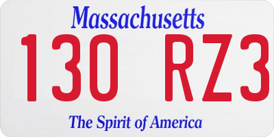 MA license plate 130RZ3