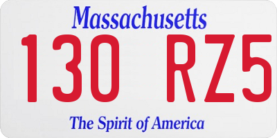 MA license plate 130RZ5