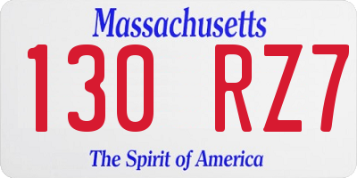 MA license plate 130RZ7
