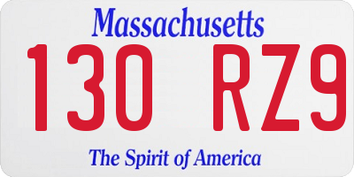 MA license plate 130RZ9