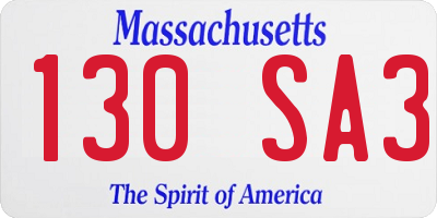 MA license plate 130SA3