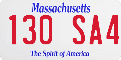MA license plate 130SA4