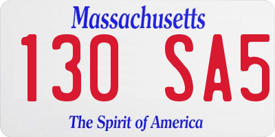 MA license plate 130SA5