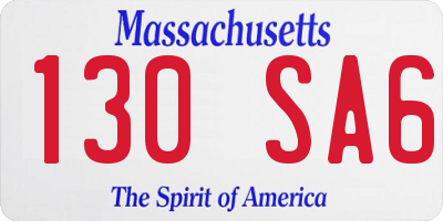 MA license plate 130SA6