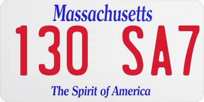 MA license plate 130SA7