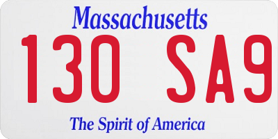 MA license plate 130SA9