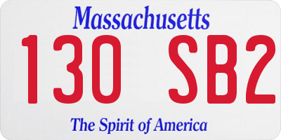 MA license plate 130SB2