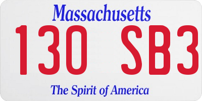 MA license plate 130SB3