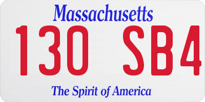 MA license plate 130SB4