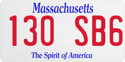 MA license plate 130SB6