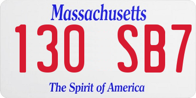 MA license plate 130SB7