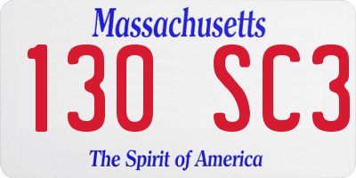 MA license plate 130SC3