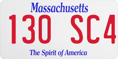 MA license plate 130SC4
