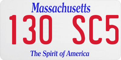 MA license plate 130SC5
