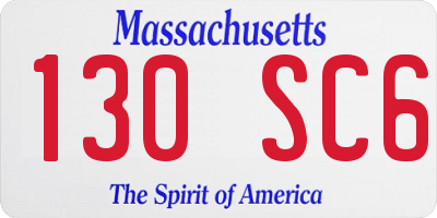 MA license plate 130SC6
