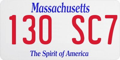 MA license plate 130SC7
