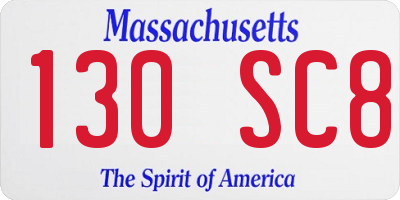 MA license plate 130SC8