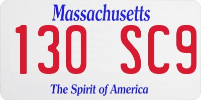 MA license plate 130SC9