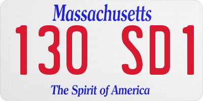 MA license plate 130SD1