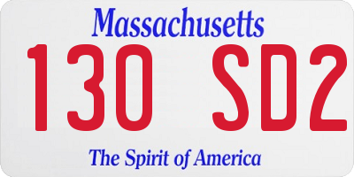 MA license plate 130SD2