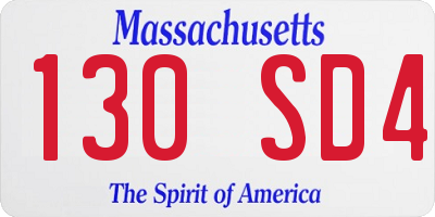 MA license plate 130SD4