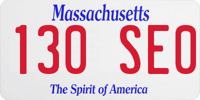 MA license plate 130SE0