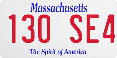 MA license plate 130SE4