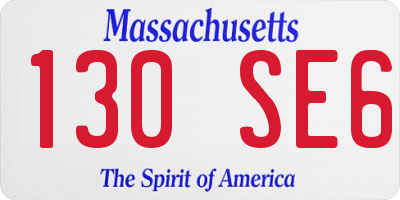 MA license plate 130SE6