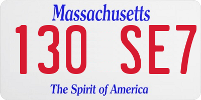 MA license plate 130SE7