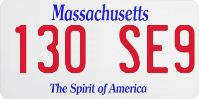 MA license plate 130SE9