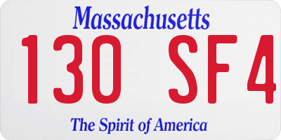 MA license plate 130SF4